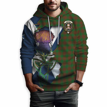 Tartan Vibes Clothing Menzies Tartan Family Crest Hoodie Scottish Thistle Celtic Inspired