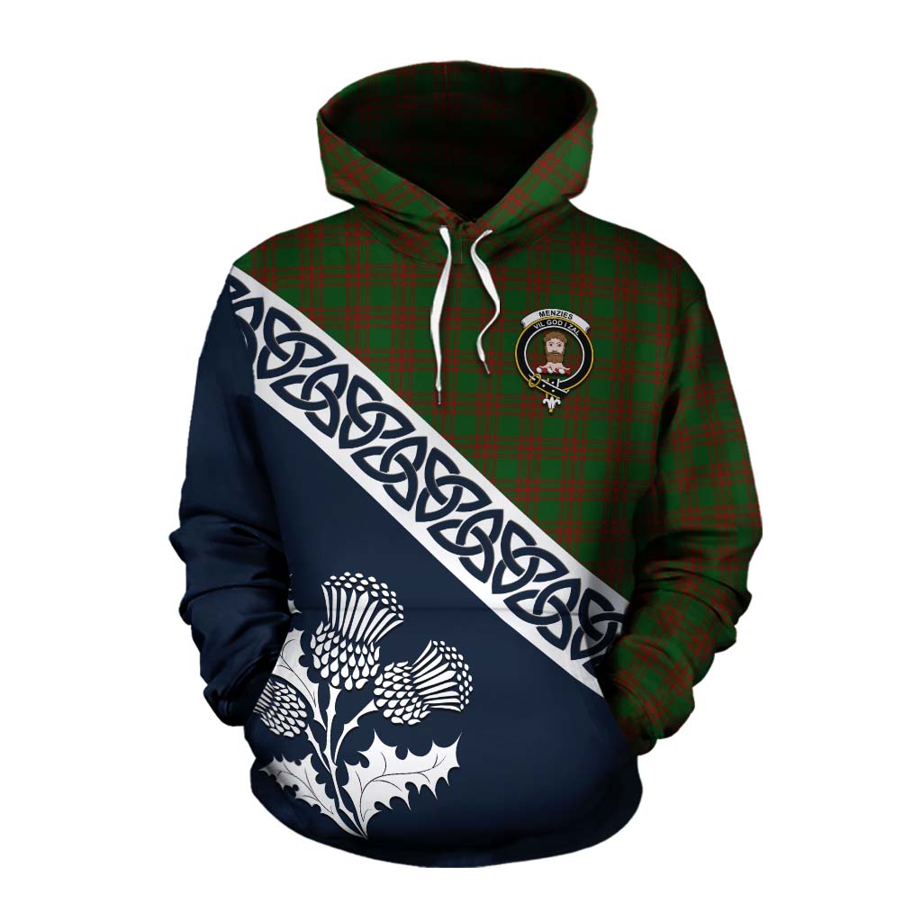 Menzies Tartan Cotton Hoodie Featuring Thistle and Scotland Map Pullover Hoodie XS - Tartan Vibes Clothing