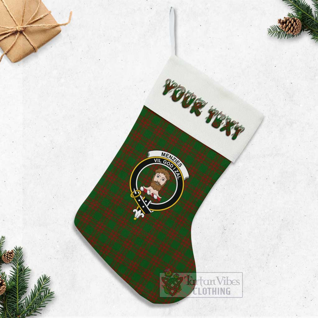 Menzies Tartan Family Crest Christmas Stocking with Personalized Text - Tartan Vibes Clothing