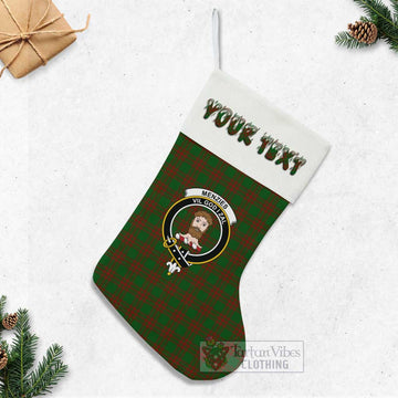 Menzies Tartan Family Crest Christmas Stocking with Personalized Text - Tartan Vibes Clothing