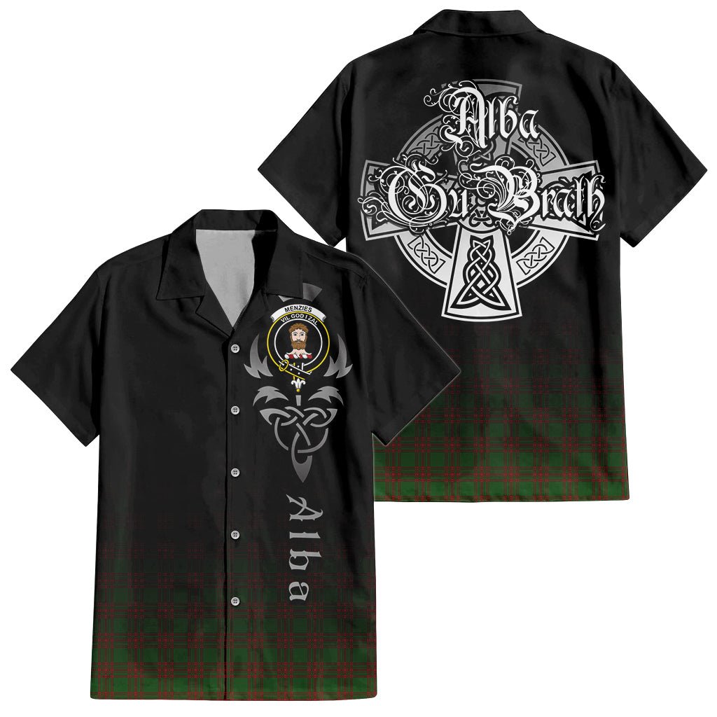 Menzies Tartan Hawaiian Shirt Shirt Featuring Alba Gu Brath Family Crest Celtic Inspired Kid - Tartan Vibes Clothing