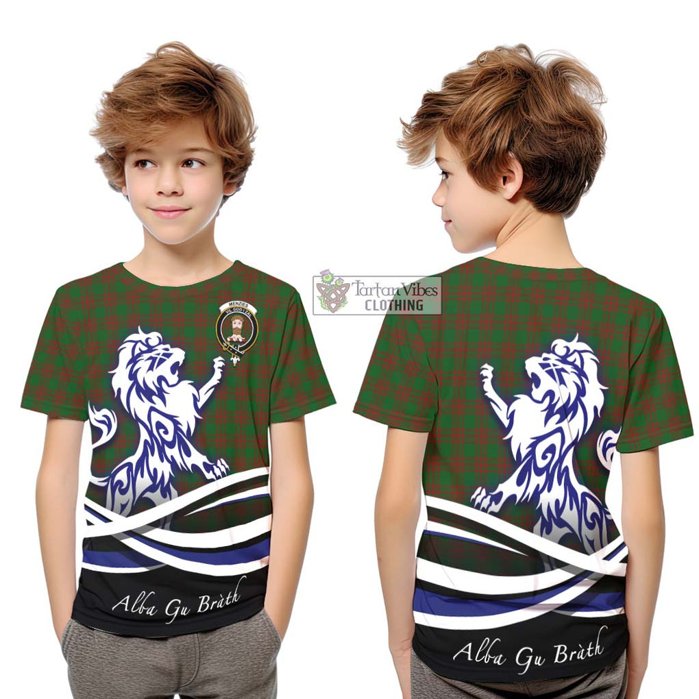 Menzies Tartan Kid T-Shirt with Alba Gu Brath Regal Lion Emblem Youth XL Size14 - Tartan Vibes Clothing