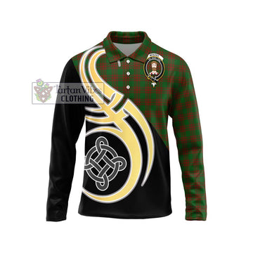 Menzies Tartan Long Sleeve Polo Shirt with Family Crest and Celtic Symbol Style Unisex - Tartan Vibes Clothing