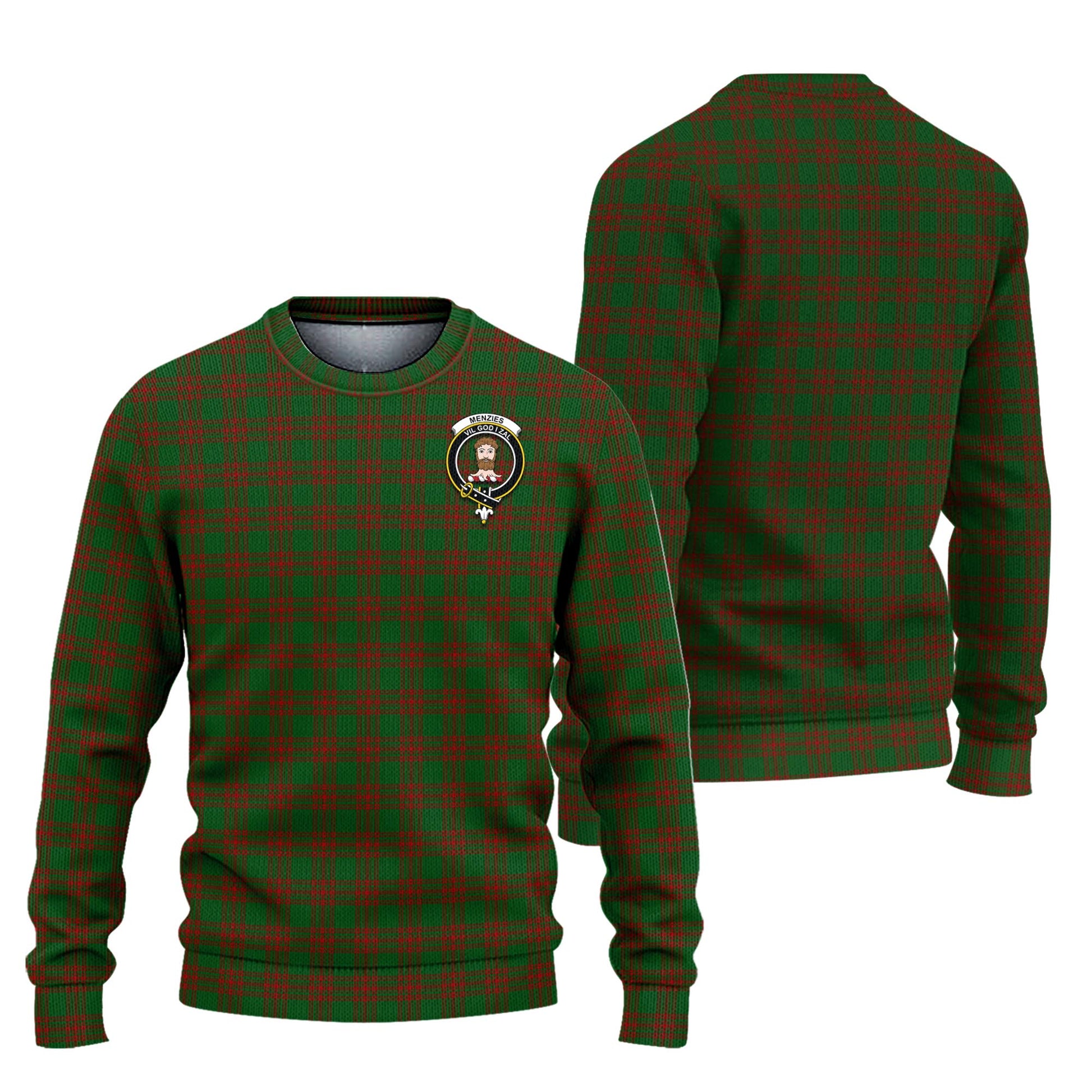 Menzies Tartan Ugly Sweater with Family Crest Unisex - Tartan Vibes Clothing