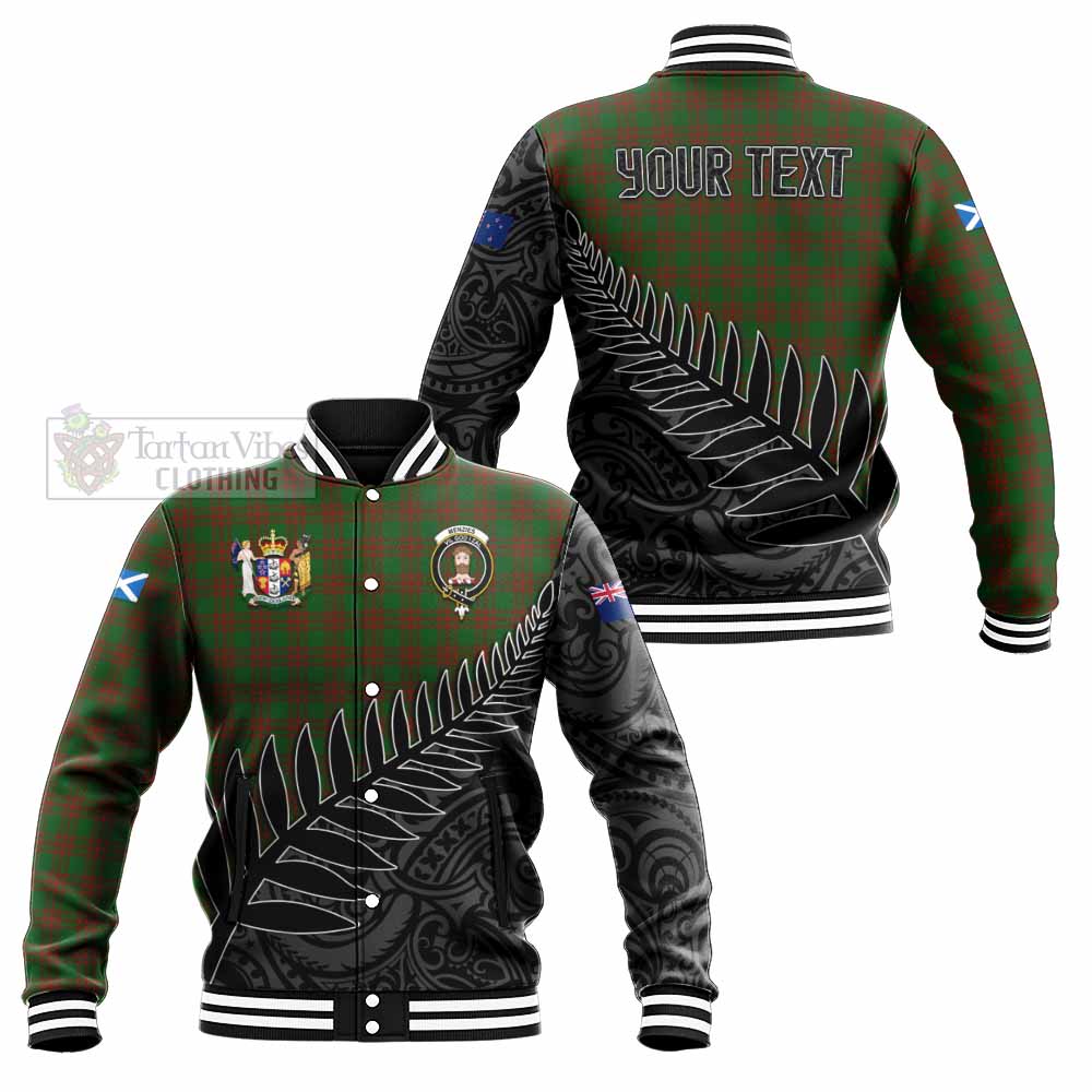 Menzies Crest Tartan Baseball Jacket with New Zealand Silver Fern Half Style Unisex - Tartan Vibes Clothing