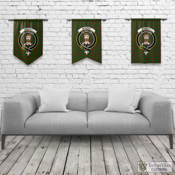 Menzies Tartan Gonfalon, Tartan Banner with Family Crest Rectangle - Tartan Vibes Clothing