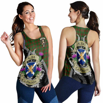 Menzies Tartan Family Crest Women's Racerback Tanks Lion Rampant Royal Thistle Shield Celtic Inspired