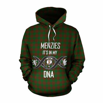 Menzies Tartan Cotton Hoodie with Family Crest DNA In Me Style Pullover Hoodie XS - Tartan Vibes Clothing