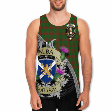 Menzies Tartan Family Crest Men's Tank Top Lion Rampant Royal Thistle Shield Celtic Inspired