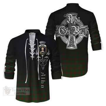 Menzies Tartan Ghillie Kilt Shirt Featuring Alba Gu Brath Family Crest Celtic Inspired Men - Tartan Vibes Clothing