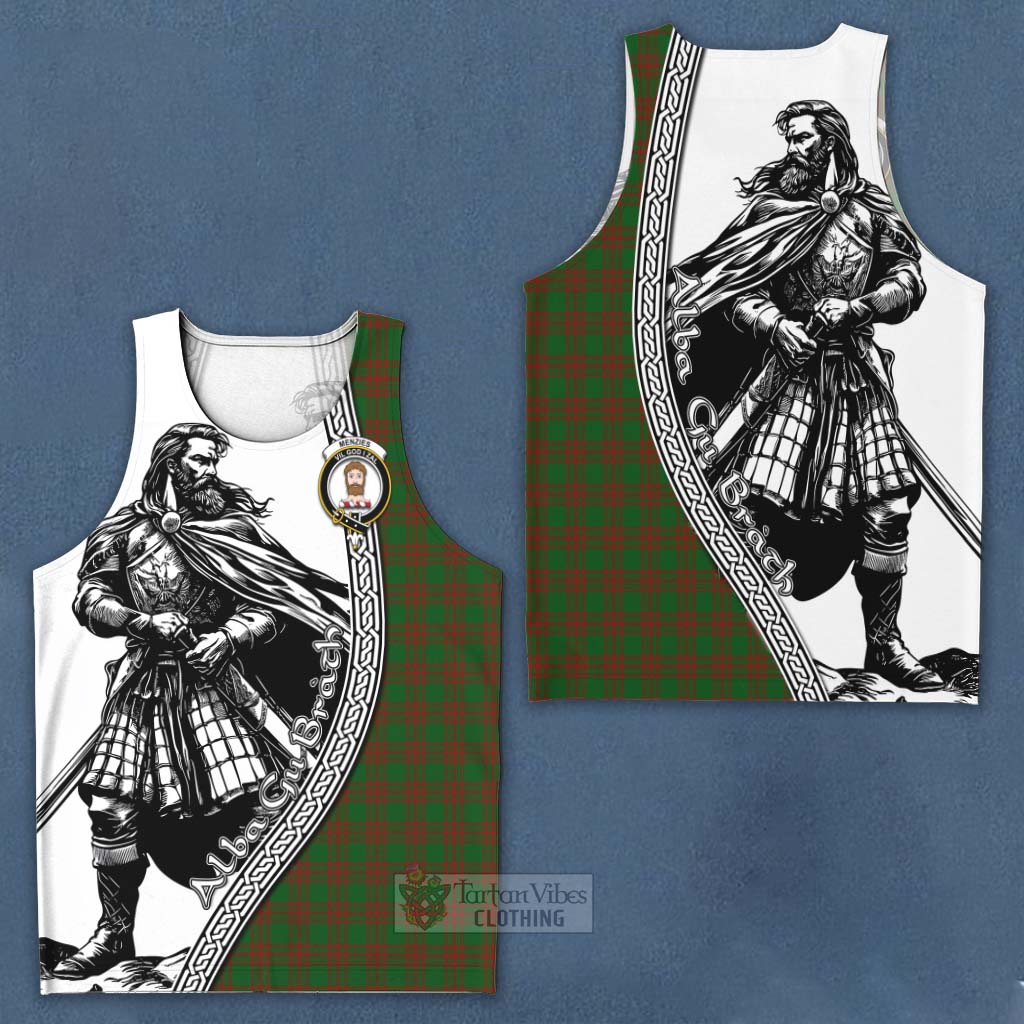 Tartan Vibes Clothing Menzies Tartan Clan Crest Men's Tank Top with Highlander Warrior Celtic Style