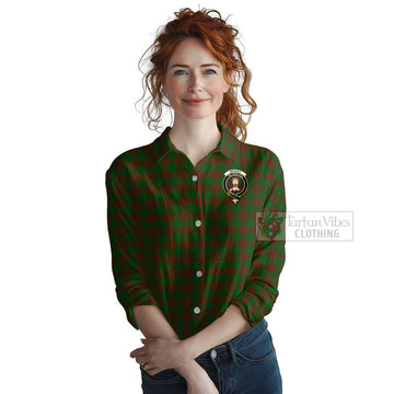 Tartan Vibes Clothing Menzies Tartan Women's Casual Shirt with Family Crest Celtic Skull Style