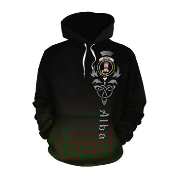 Tartan Vibes Clothing Menzies Tartan Cotton Hoodie Featuring Alba Gu Brath Family Crest Celtic Inspired