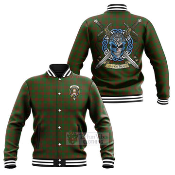 Menzies Tartan Baseball Jacket with Family Crest Celtic Skull Style Unisex - Tartan Vibes Clothing