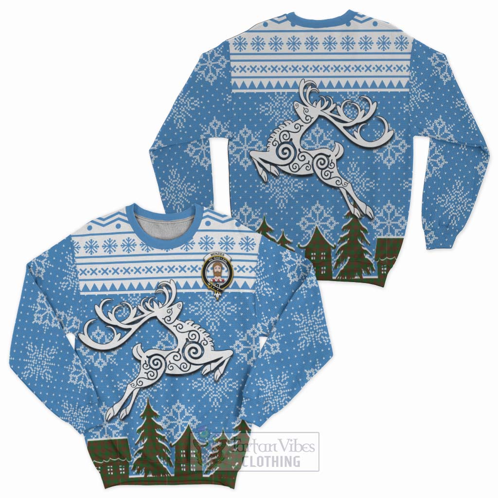 Menzies Clan Christmas Sweatshirt Celtic Reindeer Style Unisex - Tartan Vibes Clothing