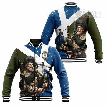 Menzies Tartan Baseball Jacket with Family Crest Scottish Bagpiper Vibes Unisex - Tartan Vibes Clothing