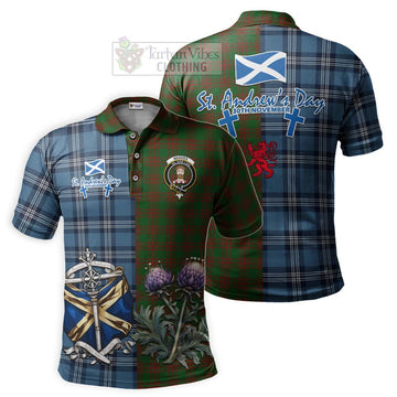 Menzies Tartan Polo Shirt Happy St. Andrew's Day Half Tartan Style Kid - Tartan Vibes Clothing