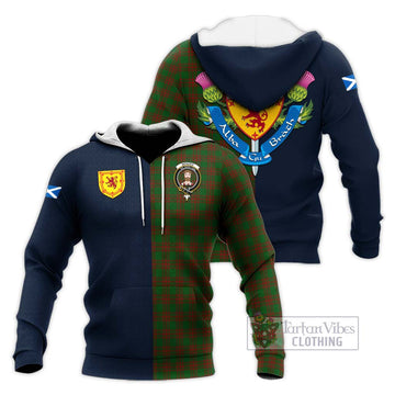 Menzies Tartan Knitted Hoodie Alba with Scottish Lion Royal Arm Half Style
