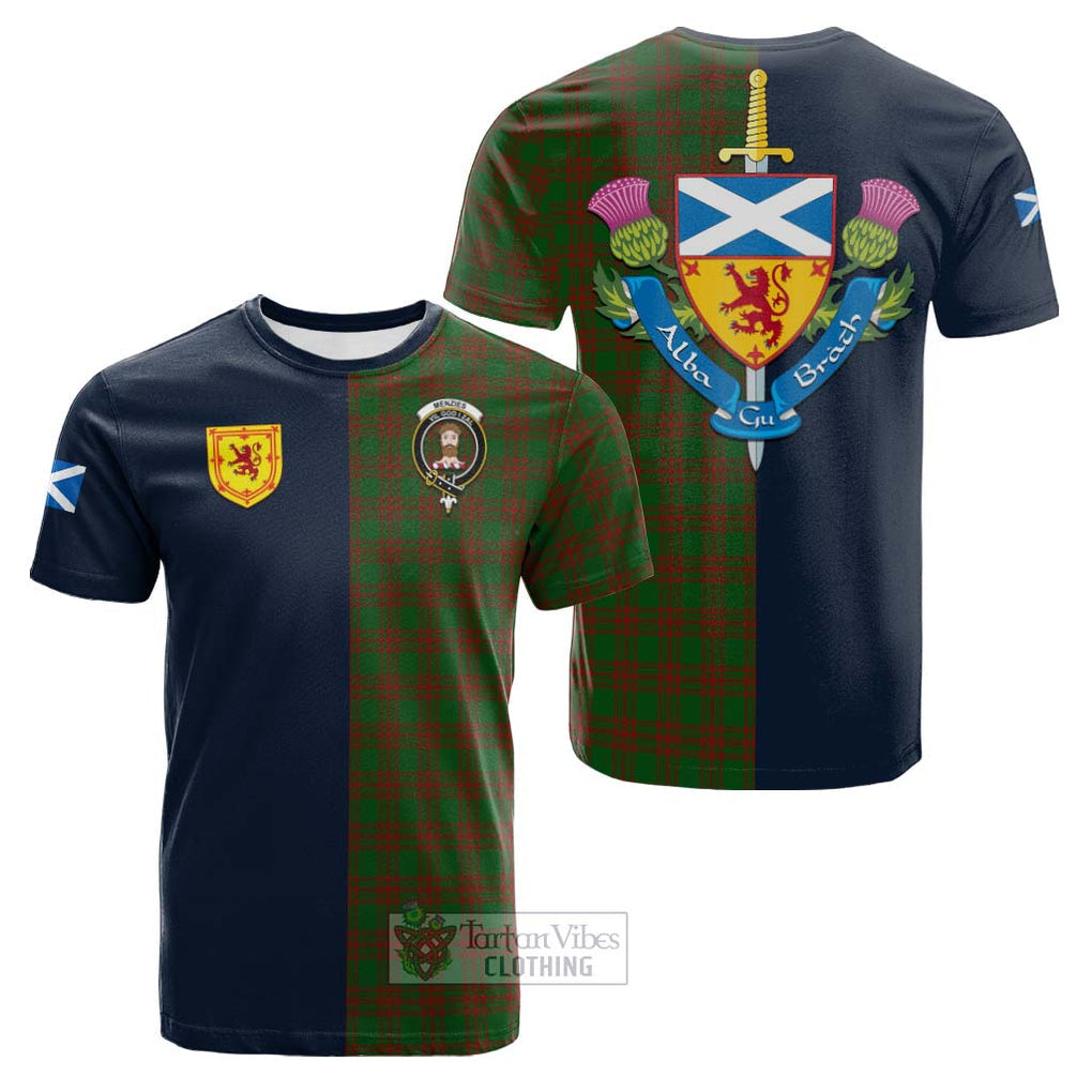 Menzies Tartan Cotton T-shirt Alba with Scottish Lion Royal Arm Half Style Kid's Shirt - Tartan Vibes Clothing