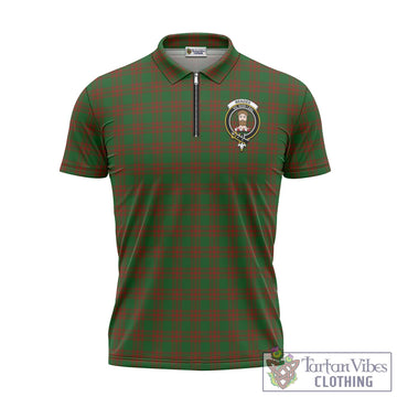 Menzies Tartan Zipper Polo Shirt with Family Crest Unisex - Tartan Vibes Clothing