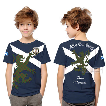 Menzies Tartan Lion Rampant Kid T-Shirt Proudly Display Your Heritage with Alba Gu Brath and Clan Name Youth XL Size14 - Tartan Vibes Clothing