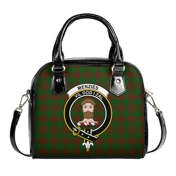 Menzies Tartan Shoulder Handbags with Family Crest One Size 6*25*22 cm - Tartanvibesclothing