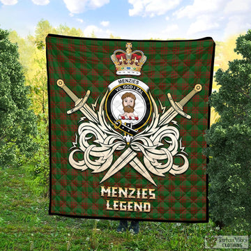 Menzies Tartan Quilt with Clan Crest and the Golden Sword of Courageous Legacy