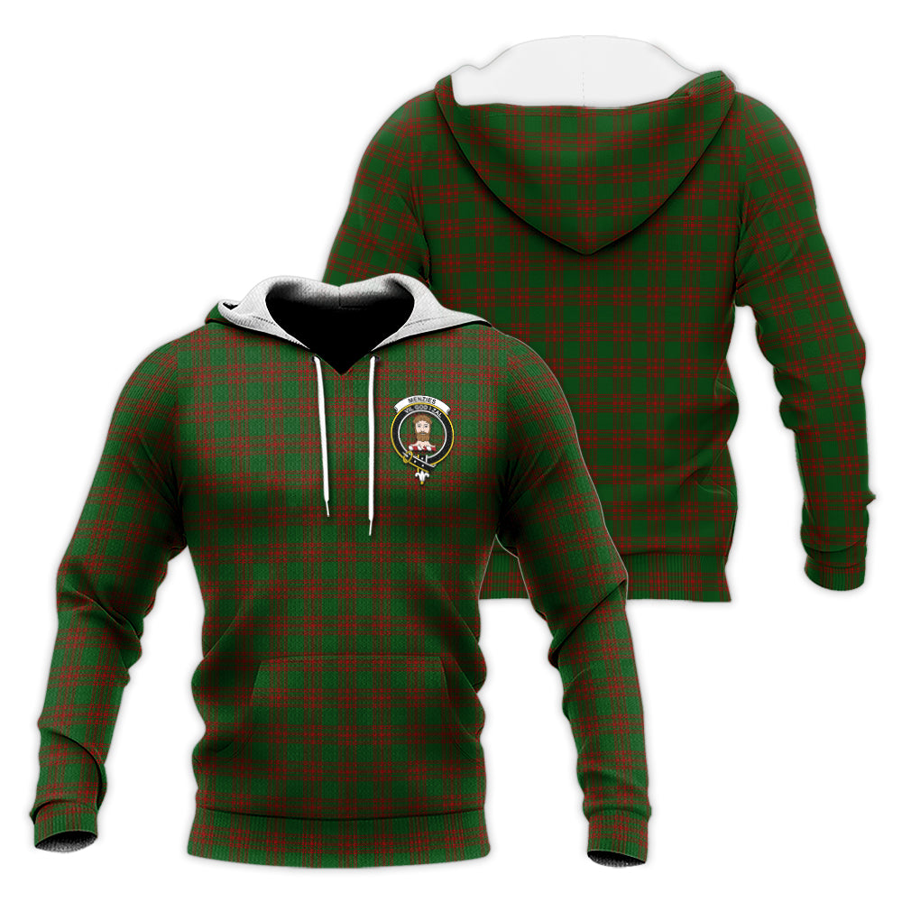 Menzies Tartan Knitted Hoodie with Family Crest Unisex Knitted Pullover Hoodie - Tartan Vibes Clothing
