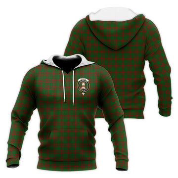 Menzies Tartan Knitted Hoodie with Family Crest