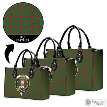 Menzies Tartan Luxury Leather Handbags with Family Crest