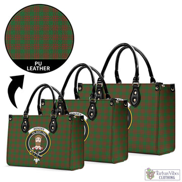 Tartan Vibes Clothing Menzies Tartan Luxury Leather Handbags with Family Crest