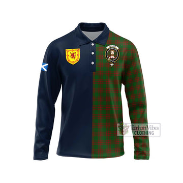 Menzies Tartan Long Sleeve Polo Shirt Alba with Scottish Lion Royal Arm Half Style Unisex - Tartan Vibes Clothing