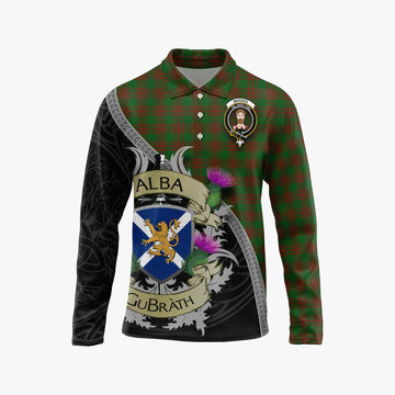 Menzies Tartan Family Crest Long Sleeve Polo Shirt Lion Rampant Royal Thistle Shield Celtic Inspired Unisex - Tartan Vibes Clothing