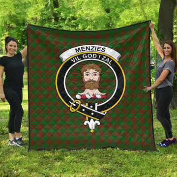 Menzies Tartan Quilt with Family Crest