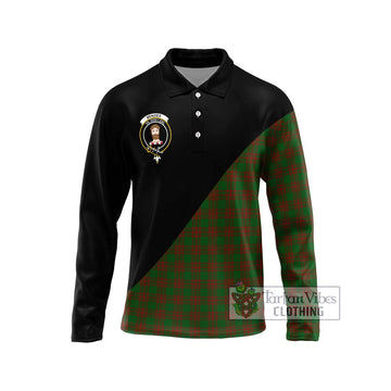 Menzies Tartan Long Sleeve Polo Shirt with Family Crest and Military Logo Style Unisex - Tartan Vibes Clothing
