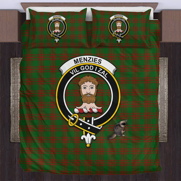 Menzies Tartan Bedding Set with Family Crest