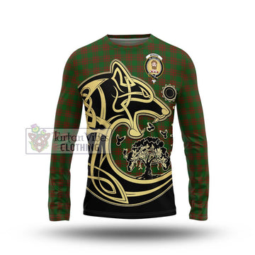 Menzies Tartan Long Sleeve T-Shirt with Family Crest Celtic Wolf Style Unisex - Tartan Vibes Clothing