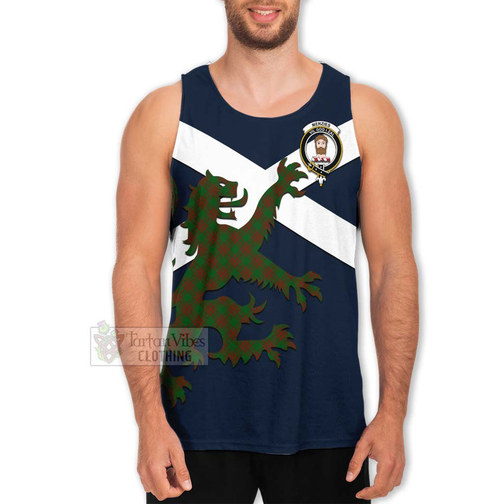 Tartan Vibes Clothing Menzies Tartan Lion Rampant Men's Tank Top – Proudly Display Your Heritage with Alba Gu Brath and Clan Name