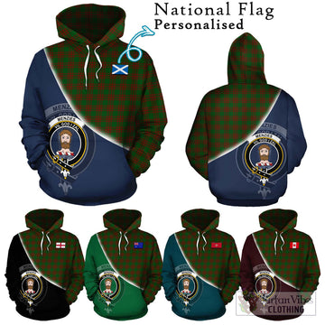 Menzies Tartan Hoodie with Personalised National Flag and Family Crest Half Style Zip Hoodie - Tartan Vibes Clothing
