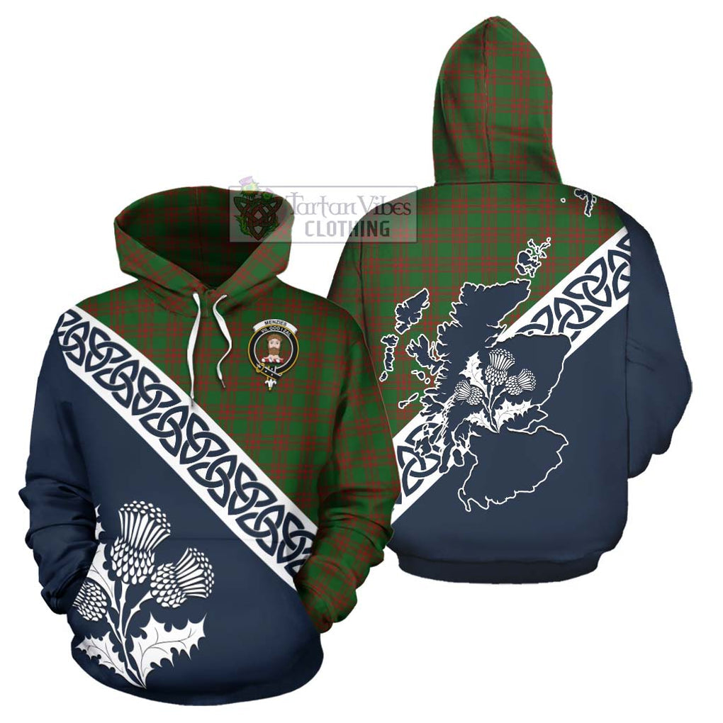 Menzies Tartan Hoodie Featuring Thistle and Scotland Map Zip Hoodie - Tartan Vibes Clothing