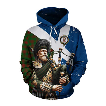 Menzies Tartan Cotton Hoodie with Family Crest Scottish Bagpiper Vibes Pullover Hoodie XS - Tartan Vibes Clothing