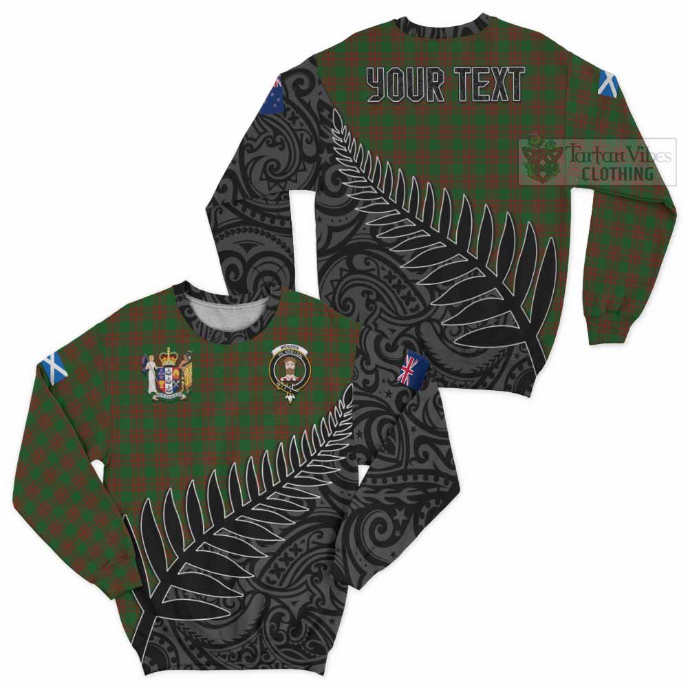 Menzies Crest Tartan Sweatshirt with New Zealand Silver Fern Half Style Unisex - Tartan Vibes Clothing