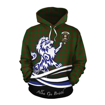 Menzies Tartan Cotton Hoodie with Alba Gu Brath Regal Lion Emblem Pullover Hoodie XS - Tartan Vibes Clothing
