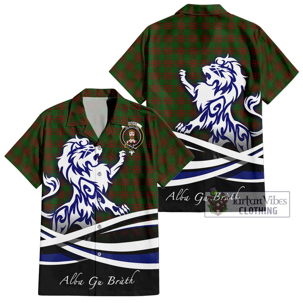 Menzies Tartan Hawaiian Shirt with Alba Gu Brath Regal Lion Emblem Kid - Tartan Vibes Clothing