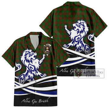 Menzies Tartan Hawaiian Shirt with Alba Gu Brath Regal Lion Emblem Kid - Tartan Vibes Clothing
