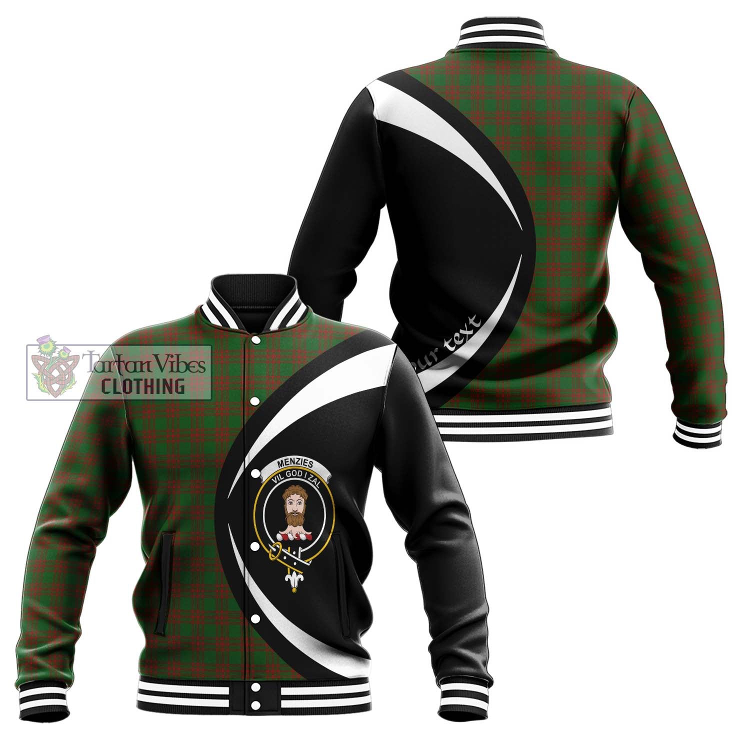Menzies Tartan Baseball Jacket with Family Crest Circle Style Unisex - Tartan Vibes Clothing