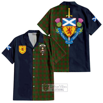 Menzies Tartan Hawaiian Shirt Alba with Scottish Lion Royal Arm Half Style Kid - Tartan Vibes Clothing