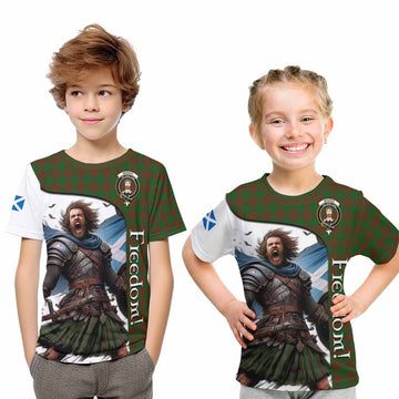 Menzies Crest Tartan Kid T-Shirt Inspired by the Freedom of Scottish Warrior Youth XL Size14 - Tartan Vibes Clothing