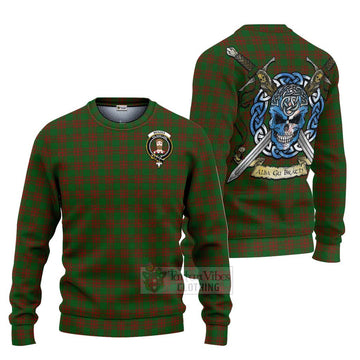 Menzies Tartan Ugly Sweater with Family Crest Celtic Skull Style Unisex - Tartan Vibes Clothing