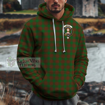 Menzies Tartan Cotton Hoodie with Family Crest Zip Hoodie - Tartan Vibes Clothing
